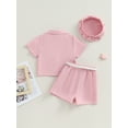 thumbnail image 4 of Bagilaanoe 3pcs Little Girl Skirt Set Set Short Sleeve Shirt Tops + Pleated Skirt + Hat 4T 5T 6T 7T Kids Casual Summer Outfits, 4 of 8
