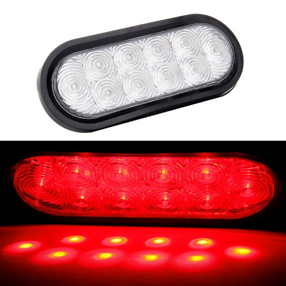 ECCPP Marker Light 2PCS New Clear Lens Red LED Light Bulb 6" LED Oval SeaLED Turn Signal Stop Tail Light Truck Trailer RV