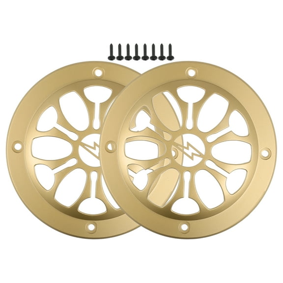Unique Bargains 2 Pcs 4" Car Speaker Grills Cover Round 4 Inch Audio Subwoofer Protector with Screws ABS Gold Tone