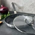 thumbnail image 3 of GreenPan x Bobby Flay Stainless Steel 12” Frying Pan Skillet with Glass Lid, Professional Grade Tri Ply, PFAS-Free Ceramic Nonstick, Induction Suitable, Dishwasher & Oven Safe, Stay Cool Handle, 3 of 9