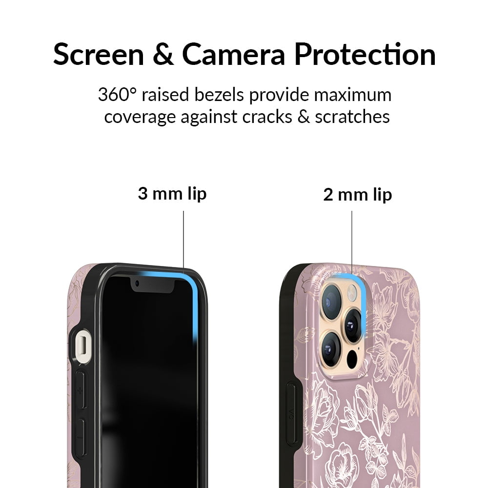 VELVET CAVIAR iPhone 13 Pro Case Rose Gold Flowers - Compatible with MagSafe - Protective Mauve Purple Case for Women - Dusty Rose Floral