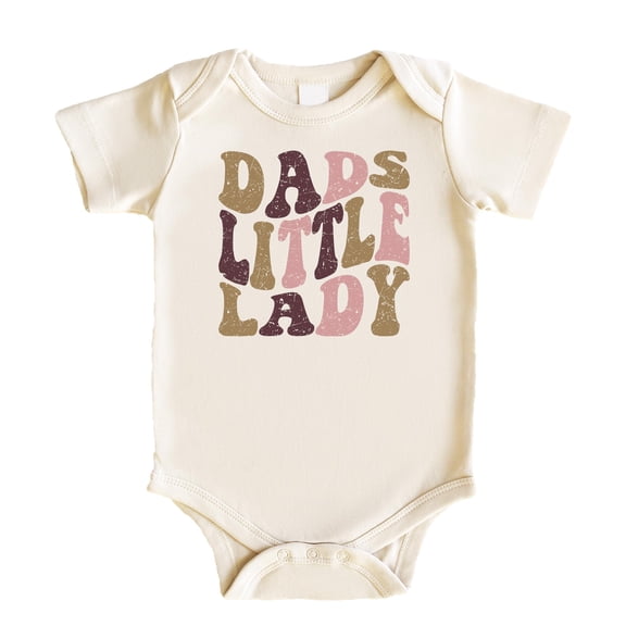 Dad's Little Lady Snap Bodysuit Retro Distressed Font One-Piece for Baby Girl Natural Bodysuit Newborn