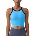 thumbnail image 2 of Zedker Sports Bras for Women High Neck Ribbed Crop Tank Tops Sleeveless Yoga Workout Shirts Blue Plus L, 2 of 6