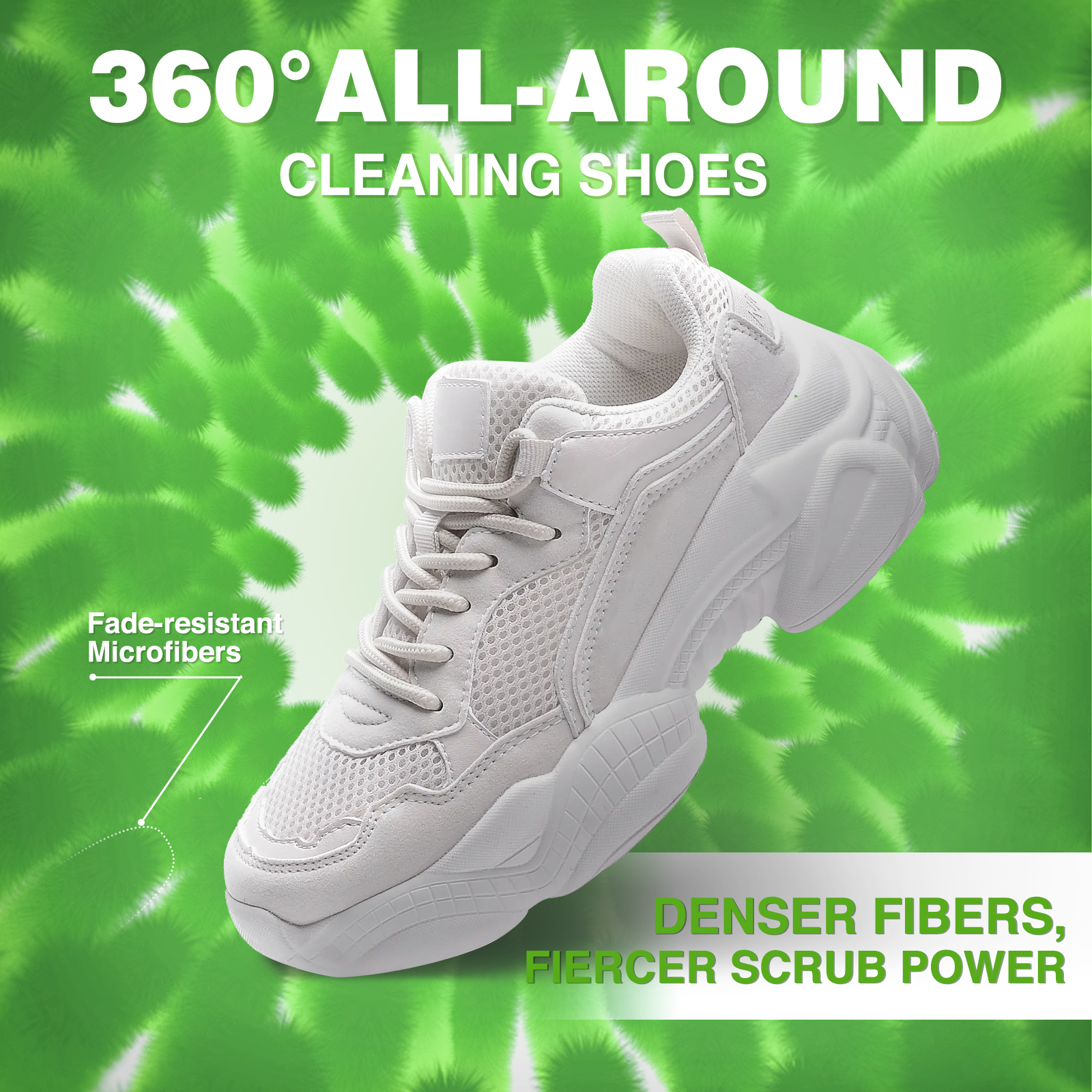 Avoalre Shoe Laundry Bag, Fluffy Fibers 360° Cleaning Shoe Washing Bag with Dry Net Bag, Top Hidden Zipper, Durable & Reusable for Sneakers