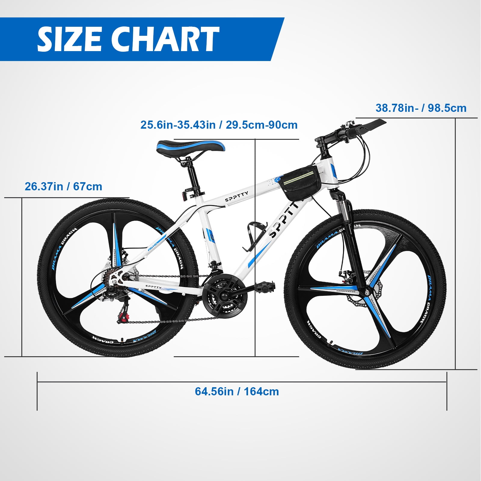 SPPTTY 26" Mountain Bike, Shimano 24 Speeds, Aluminum, Disc Brake, Unibody Ring for Men and Women