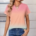 thumbnail image 6 of BOMYJESK Women Shirts Short Sleeve Dressy Casual Basic Tops Gradient V Neck Fashion Blouses 2026 Spring Cute Loose Fit Outfits Pink S, 6 of 7