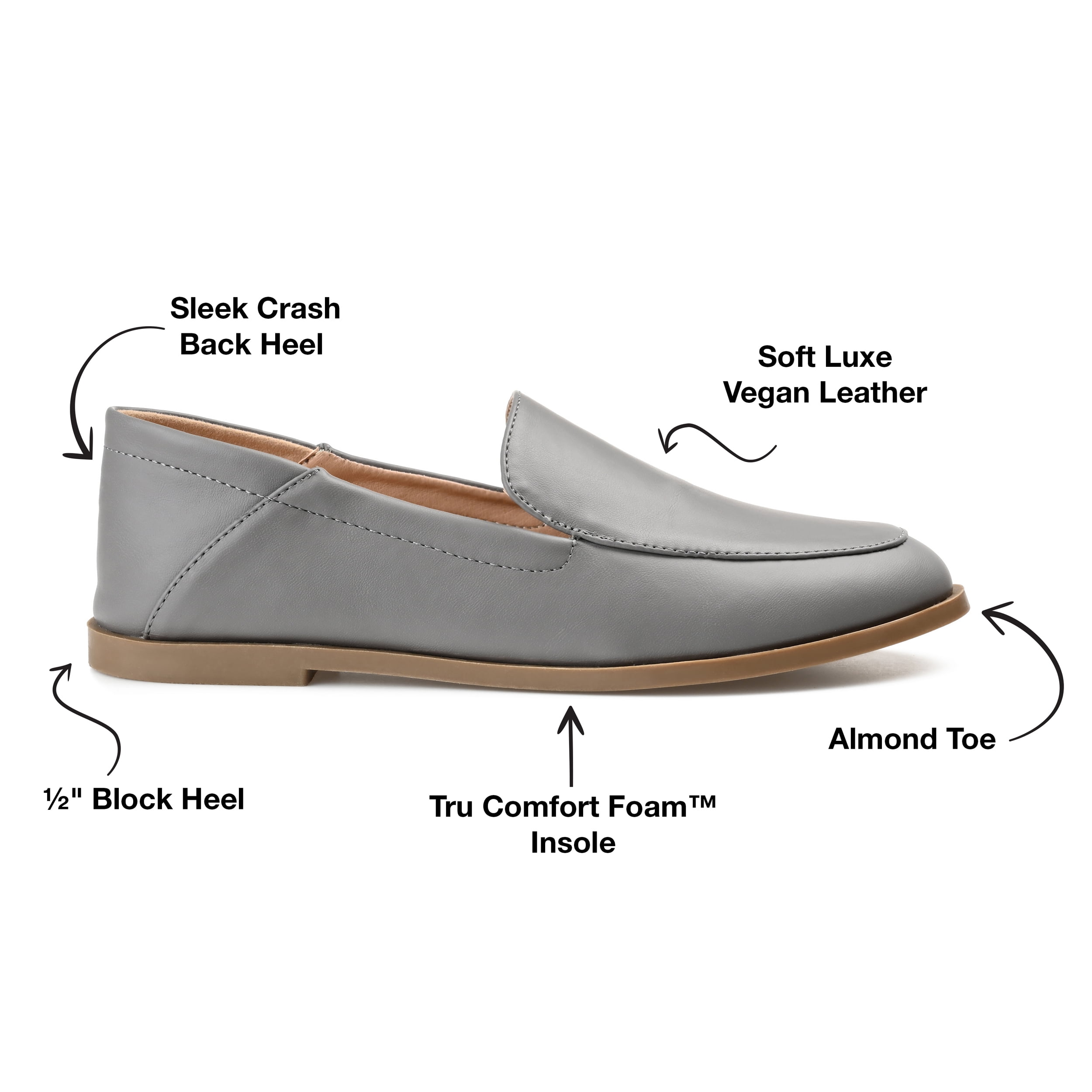 Journee Womens Corinne Slip On Almond Toe Loafer Flats, Widths Available