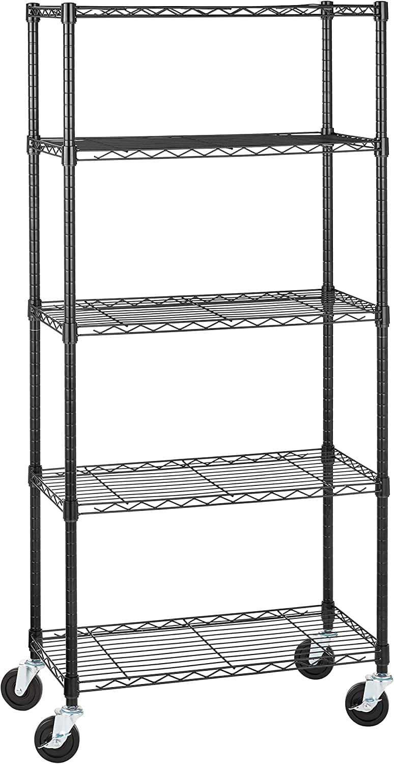 BOTUI 5Shelf Adjustable, Heavy Duty Storage Shelving Unit on 4'' Wheel
