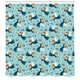 thumbnail image 3 of Ambesonne Holiday Theme Shower Curtain, Xmas Lady Trumpet, 69"Wx84"L, Pale Blue Orange, 3 of 3