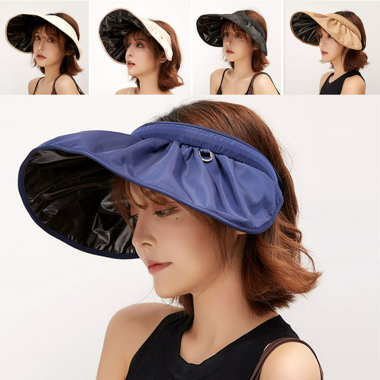 Meidiya UPF50+ Wide Brim Visor Hat for Women,Clip On Sun Visors Foldable  Beach Sun Hat Sun Visor Summer Packable Shell Hat 