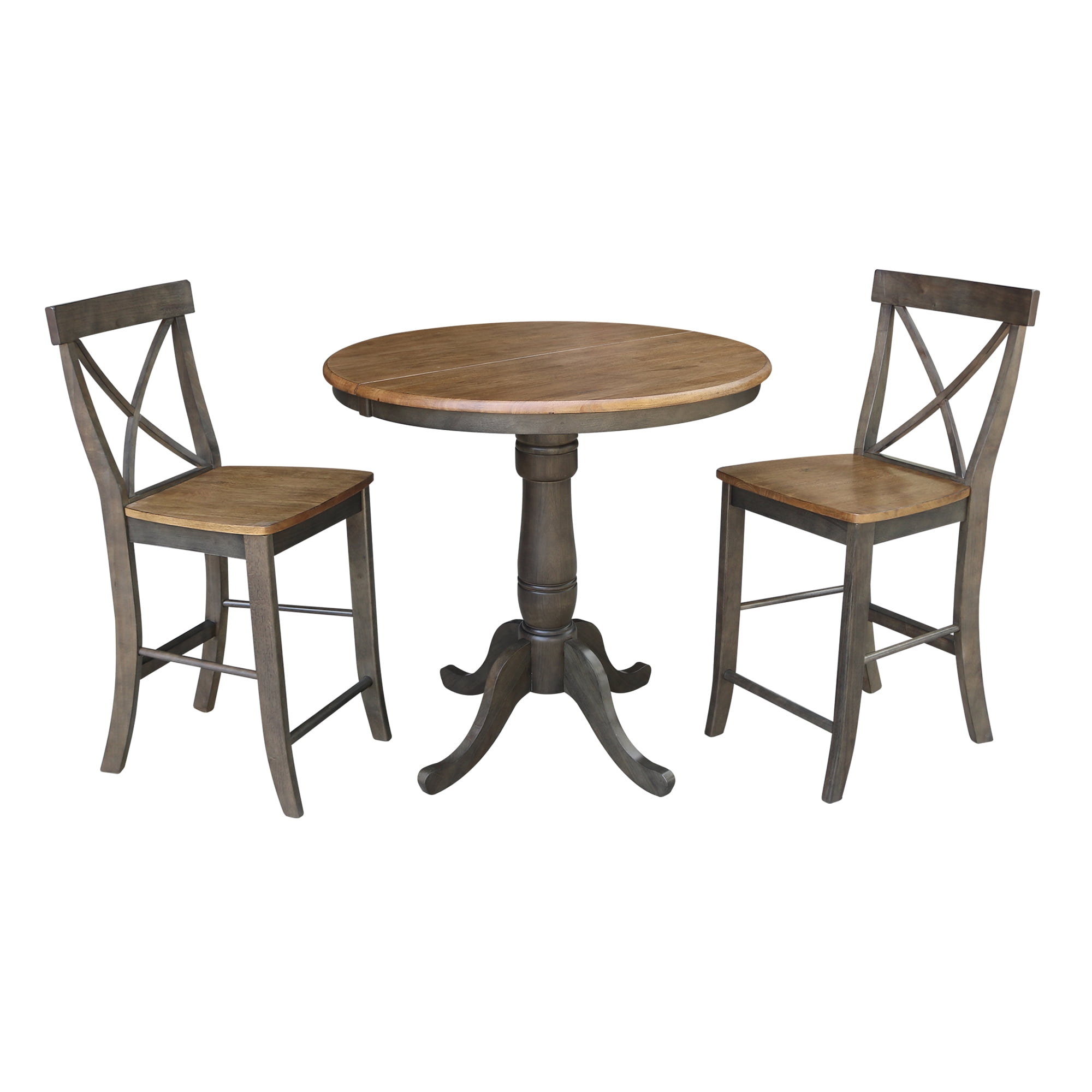 36 Round Extension Dining Table With 2, Round Extendable Dining Table Counter Height