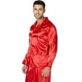 thumbnail image 3 of INTIMO Mens' Poly Charmeuse 2 Pocket Button Front Long-Sleeve Pajama Shirt Sleep Top Lounge, 3 of 5