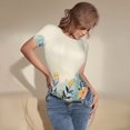 thumbnail image 3 of Balery Floral Mountain Landscape Body de cuello redondo de manga corta para mujer Tops de manga corta Tops básicos-XX-Large, 3 of 7