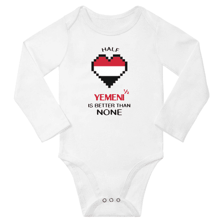 

1/2 Half Yemeni is Better Than None Cute Baby Long Slevve Bodysuit Outfits (White 3-6 Months)