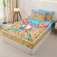 thumbnail image 2 of Castle Fairy Sport Baseball Bat Zipper Full Size Comforter Sets with Fitted Sheet and 2 Pillowcases, Ice Cream Drip Zipper Bedding Set, Light Blue Pink Yellow,4pcs, 2 of 6