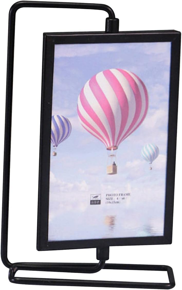 Rotating Photo Frame Card Holder Photo Frame For Bedroom Room, Black