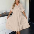thumbnail image 4 of 2 Pack ylioge M-5X Plus Size Nightgowns for Women Cute Ruffle Short Sleeve V Neck Sleepshirts Womens Lightweight Loose Pullover Sleepwear Pajama Nightgown, 4 of 8