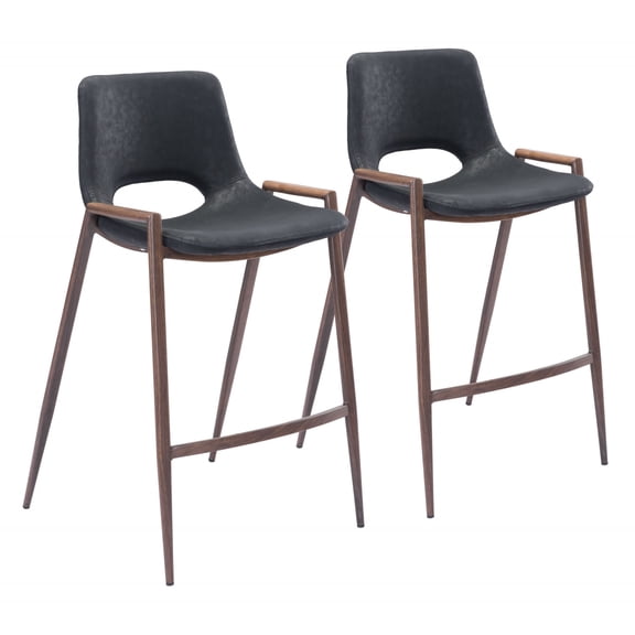 Set of Two Black Retro Modern Funk Counter Chairs