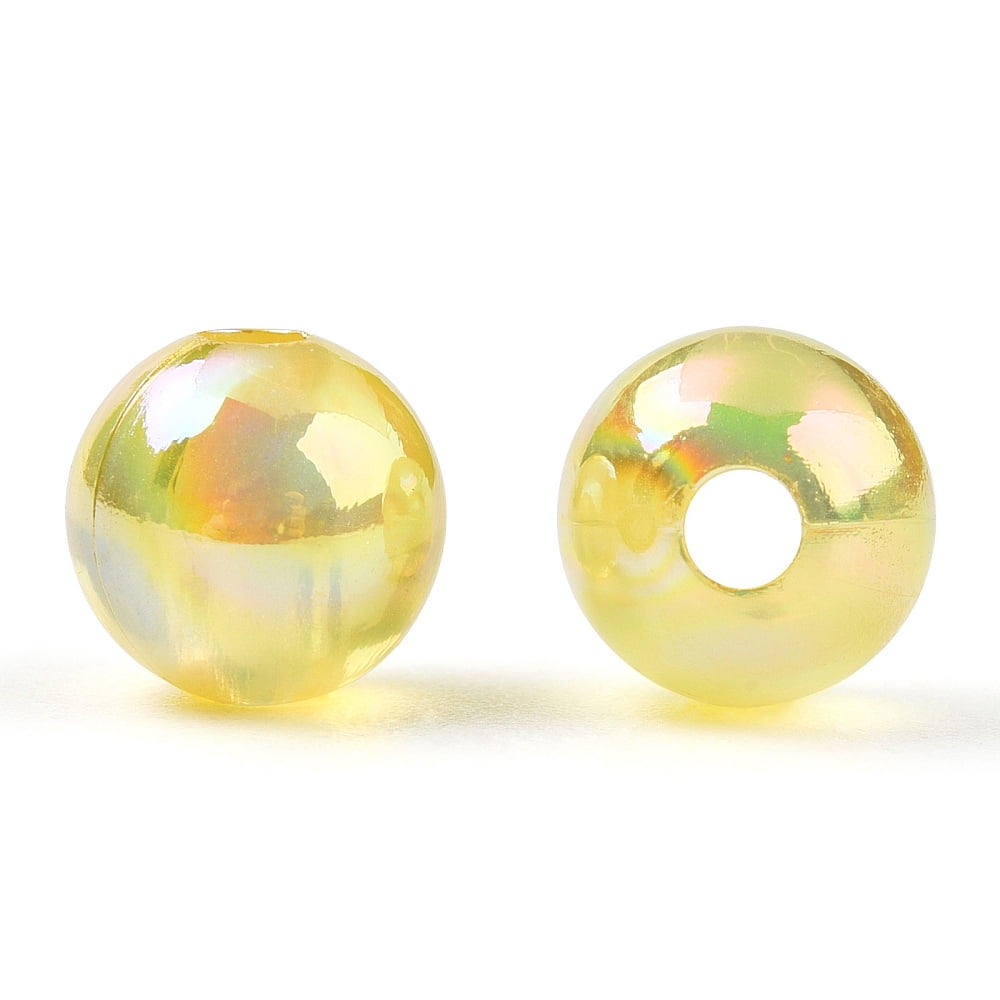 500 g Transparent Acrylic Beads AB Colors Plated Round Champagne Yellow 8mm Hole: 2mm 2100pcs/500g