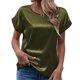 thumbnail image 3 of Top verde OD de manga corta con cuello redondo, transpirable, informal y agradable para la piel para mujer, 3 of 6