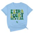 thumbnail image 1 of TSADFHJI Hauts pour Femmes T-Shirt Col Rond Décontracté / T-Shirt Imprimé Lettre pour Confort & Style TG Bleu Ciel, 1 of 3