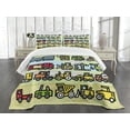 thumbnail image 3 of Ambesonne Cartoon Quilted Bedspread Set 3 Pcs, Excavator Loader Machines, King Size, Multicolor, 3 of 5