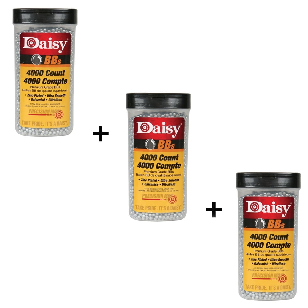 Daisy Premium Grade BBs, .177 Cal, 4.5 mm, Set of 3 - 4000 ct Bottle, 12000 Count In Total