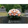 thumbnail image 5 of Sympathy Silks Artificial Cemetery Flowers 30" Peach Open Rose/White Mum cemetery saddle, 5 of 8