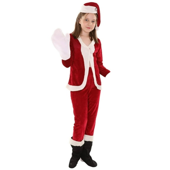 HPO Teens Classic Santa Claus Costume | Multi Xmas Costume, Synthetic Fabric