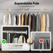 HOKEEPER Heavy Duty 450 lbs Capacity Clothing Rack with Shelves, Garment Rack, Adjustable Rolling Commercial Grade Clothes Rack (45.66-70.86 Length, 64-68 Height) with Storage Shelf Silver