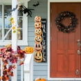 thumbnail image 4 of Glitzhome 42" H Lighted Halloween Wooden Stacked Pumpkins Porch Sign with Timer, Farmhouse -O-Lantern Porch Decor Happy Halloween Wall Hanging Decoration, 4 of 7