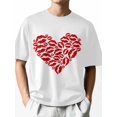 thumbnail image 2 of T-Shirts for Men, Valentine's Day Red Lip Prints Crew Neck Cotton T-Shirt Men's Short Sleeve Romantic Kisses Heart, 2 of 8
