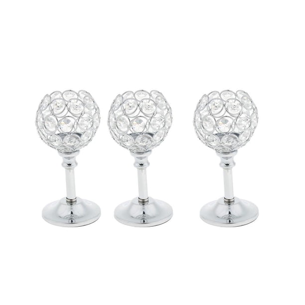 3x Candelabro de cristal para fiesta de boda, portavelas, soporte para vela de té, centro de mesa, decoración de comedor ,