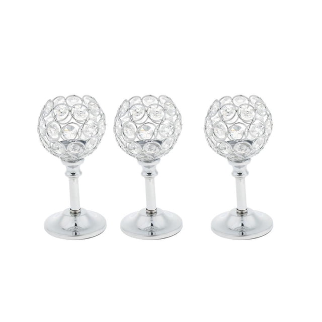 Candelabro de cristal de mosaico 3 uds plata 16,5 cm mosaico de cristal candeliere soporte de lámpara de té para boda decoración de en hogar Fanmusic Candelabro de cristal de mosaico