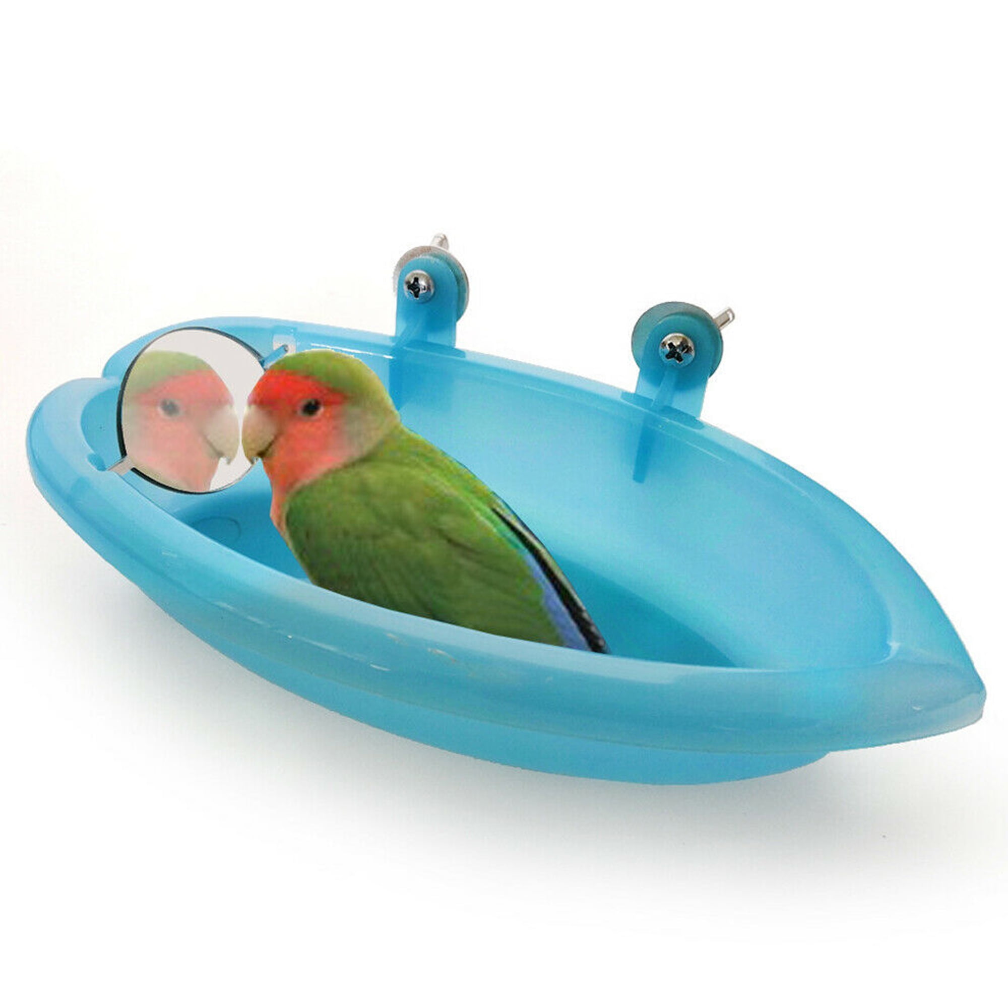 goowrom Bird Bath with Mirror Toy Parrot Bird Bath Bowl Hanging Shower