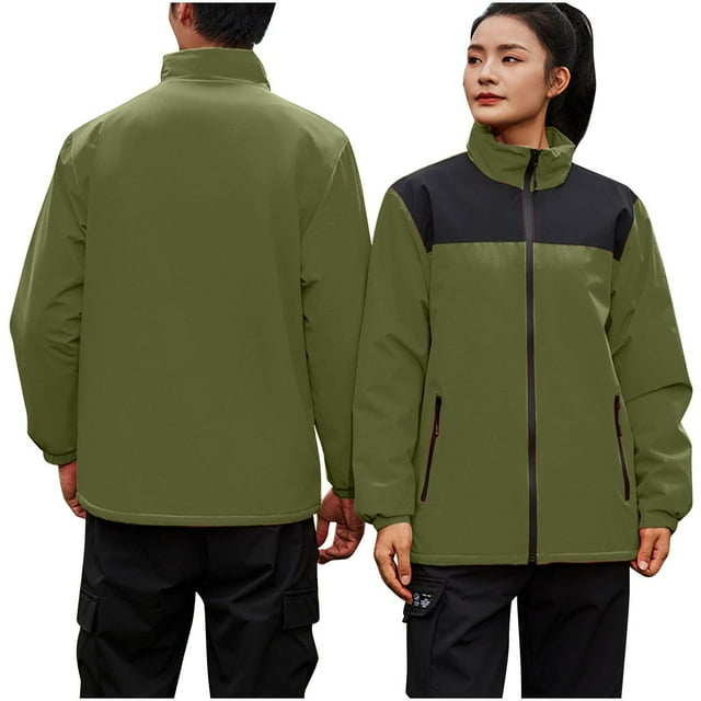 HVOBTTY Manteau Coupe-Vent Décontracté à Manches Longues pour Femmes, Veste Coupe-Vent Colorée pour Femmes à Manches Longues avec Fermeture Éclair, Poche, Sans Capuche, Manteau Décontracté Vert, m