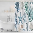 thumbnail image 3 of Xipuska Summer Coastal Shower Curtain - Water Repellent Fabric Shower Curtains Washable, Ocean Watercolor Starfish Shell Seaweed Decorative Polyester Cloth Bathroom Curtains Modern Bath Decor 72"x72", 3 of 6