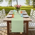 thumbnail image 4 of Sage Green 120 Inch Table Runner, Grid Checkered Plaid Gingham Lattice Trellis Farmhouse Dresser Scarf Cotton & Linen Tablerunner for Dining/Kitchen Island/Holiday Party Décor 13" x 120", 4 of 9