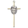 thumbnail image 2 of 6 inch Antique Silver Lamb of God on a Polished Brass Cross, 2 of 3