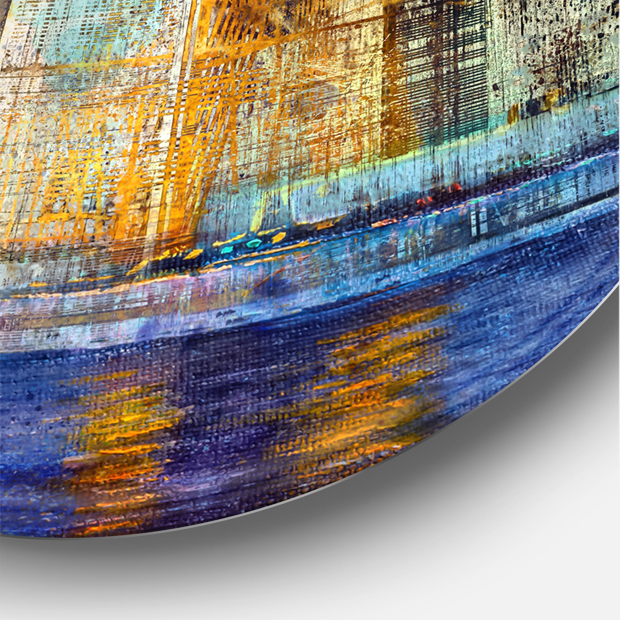 Designart 'Skypscrapers In Futuristic City' Modern Circle Metal Wall Art 36x36 - Disc of 36