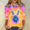 thumbnail image 2 of ZVAVZ Christian Easter Shirts for Women,Womens Fashion Easter Day Flower Print Crew Neck Shirts 3/4 Sleeve Pullover Dressy Casual Summer Tees Limited Time Deals Multicolor 3XL, 2 of 5