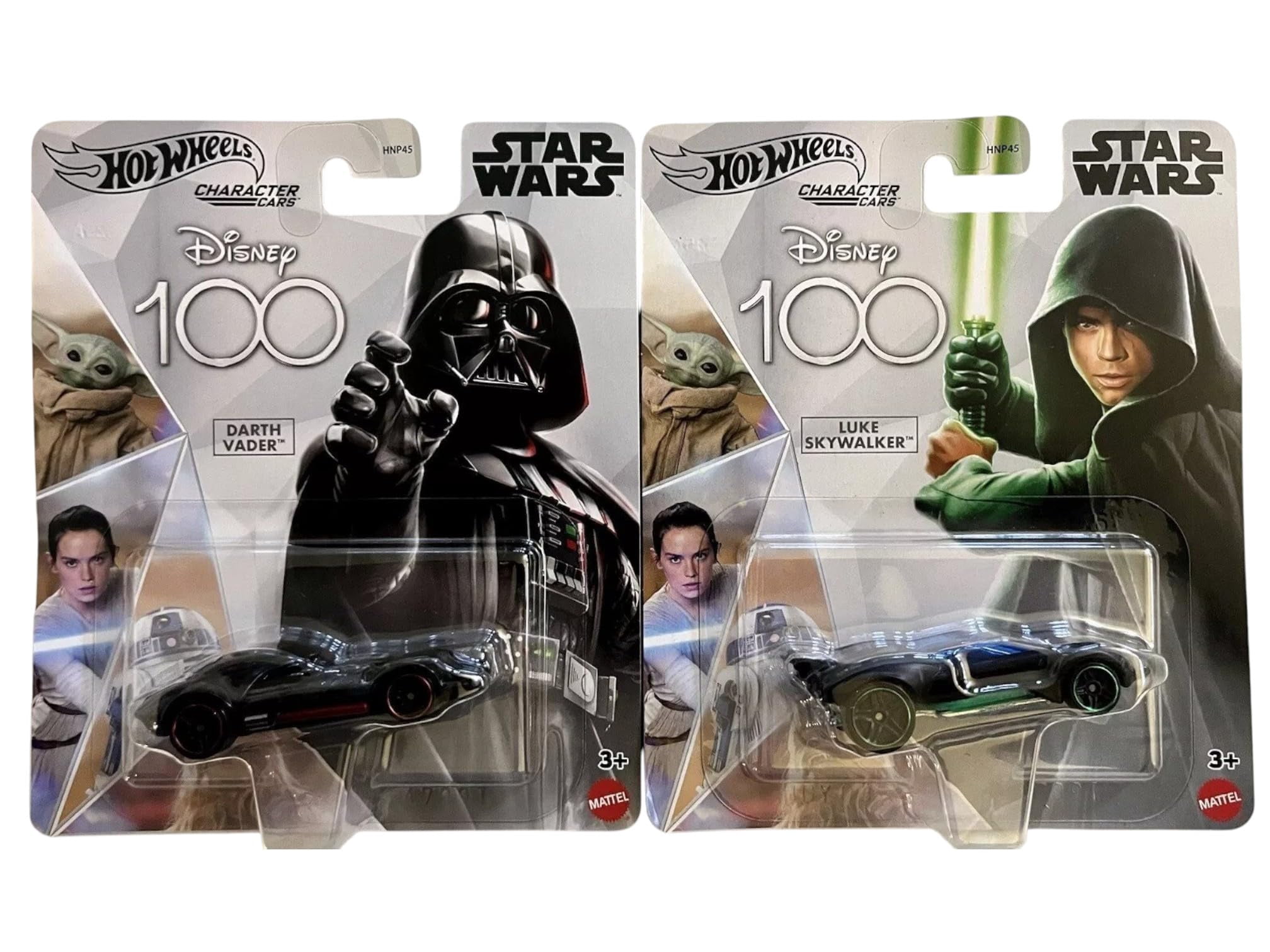 Hot Wheels Disney 100 Star Wars Character Cars, Luke Skywalker and Darth Vader Set, 2-Pack