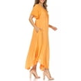 thumbnail image 4 of Sakkas Egan Long Embroidered Caftan Dress / Cover Up With Embroidered Cap Sleeves - P-Tangerine - One Size Regular, 4 of 5