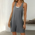 thumbnail image 2 of lcziwo Short Rompers for Women Sleeveless Athletic Summer Romper Overalls Solid Color Casual Dressy One Piece Jumpsuit with Pockets Dark Gray XXL, 2 of 9