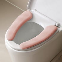 Thickened Toilet Seat Pad, Two Piece, Adhesive, Washable Reusable, Polyester Material, Soft Comfortable, Stylish, for Bathroom Toilet