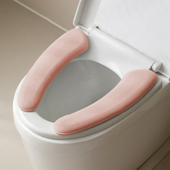 CxhicLuv Thickened Toilet Seat Pad, Reusable Adhesive Rainproof Toilet Seat Cover, Soft and Washable, Perfect for Cold Winters, Adhesive Design for Secure Fit, Blue/Pink/Green, Toilet Seat Cushion