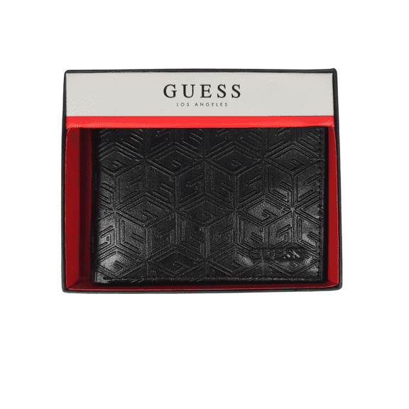 Guess Los Angeles Men's Bifold Embossed G Cube Logo Leather Wallet