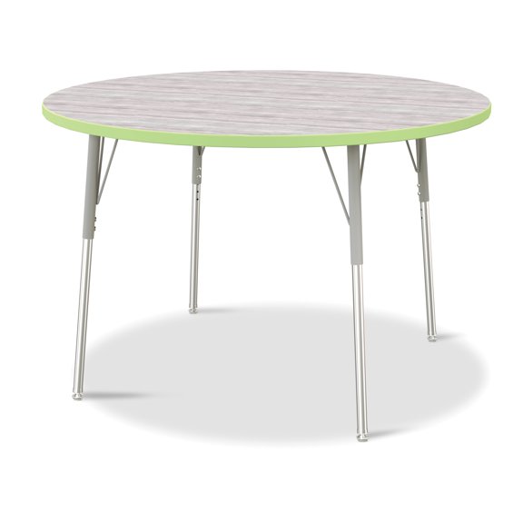 Round Activity Table - 48" Diameter, A-height - Driftwood Gray/Key Lime/Gray