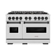 thumbnail image 2 of ZLINE Autograph Edition 48 in. 6.7 cu. ft. Classic Double Oven Dual Fuel Range with 8 Burner Gas Cooktop in DuraSnow Stainless Steel and Matte Black Accents (CDRSZ-48-MB), 2 of 2