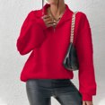 thumbnail image 2 of UAMVSH Womens Sweatshirts Trendy Fall 1/4 Zipper Lapel V-Neck Tops Clothes Casual Long Sleeve Business Work Dressy Pullover(XX-Large,Red), 2 of 6